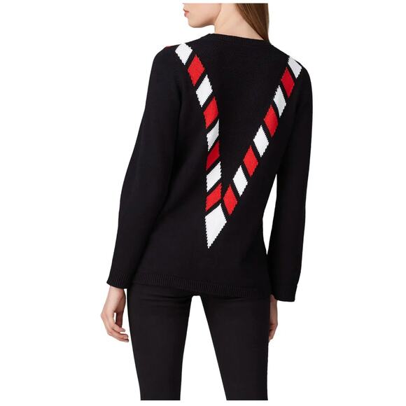 Victor Glemaud‎ Sweater Women Medium Black Red V Front Knit Cotton Cashmere - Picture 3 of 9